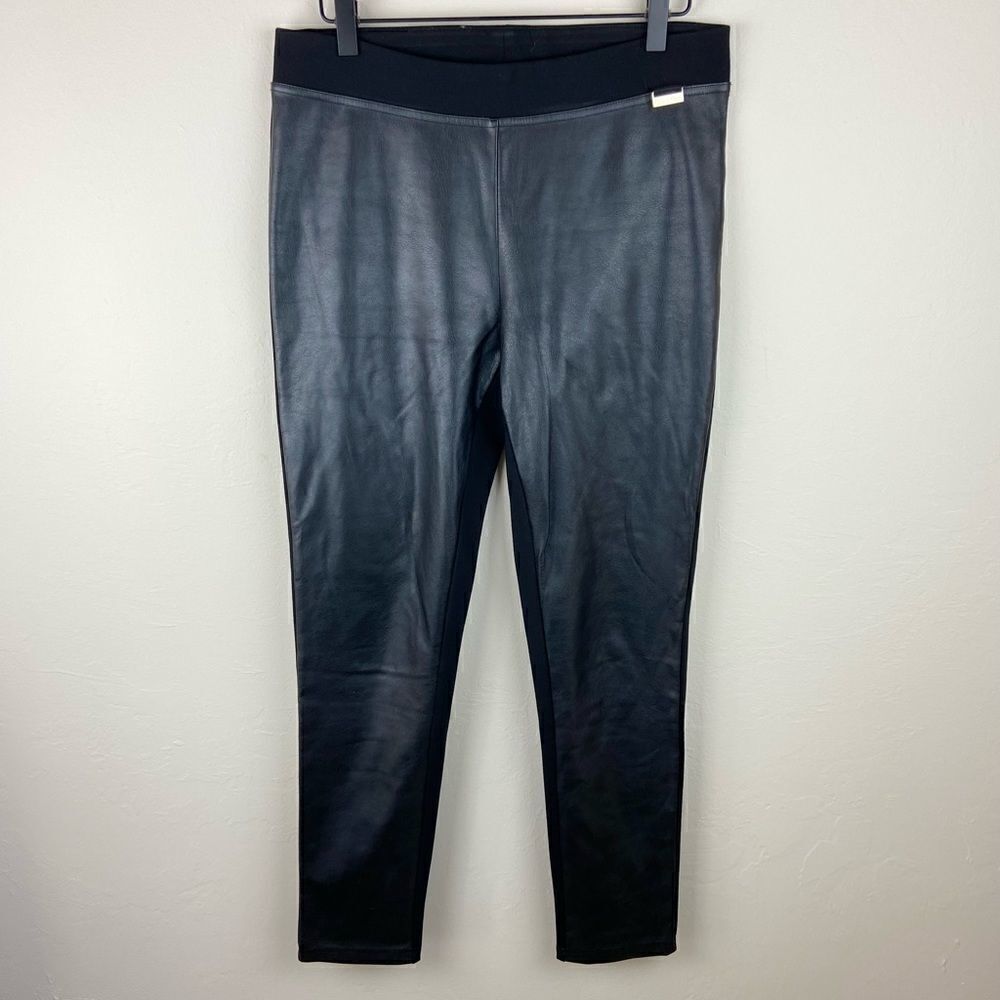 Calvin Klein Faux Leather Front Legging Pants - Picture 2 of 8